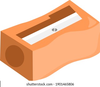 Vector illustration of a 3d sharpener for sharpening pencils and school supplies