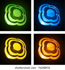 Ilustración vectorial de flores brillantes 3d.