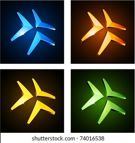 Vector illustration of 3d shiny signs.