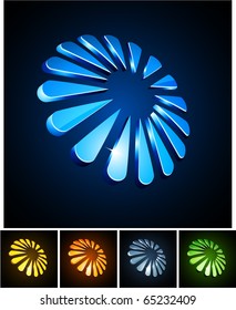 Vector illustration of 3d shiny snowflakes such logos.