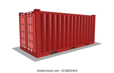 Vector illustration. 3D vector shipping container isolated on white backgraund