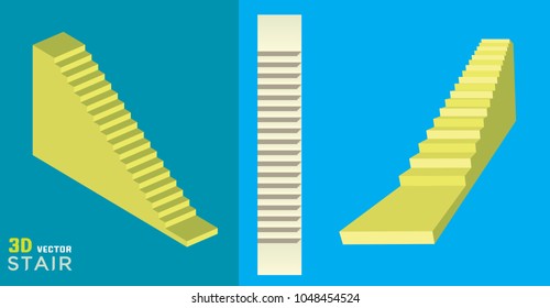 Vector illustration of 3d staircases on blue background. Stairs steps collection for graphic design element.