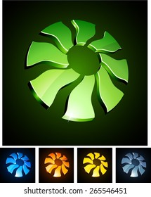 Vector illustration of 3d sun symbols.  