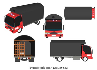 Vector illustration of a 3D vector truck with white background.