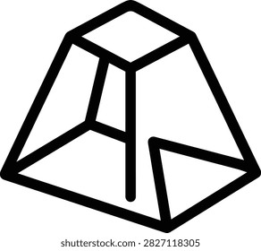 Vector Illustration of a 3D Truncated Square Pyramid Geometric Frustum Shape Isolated on White Background