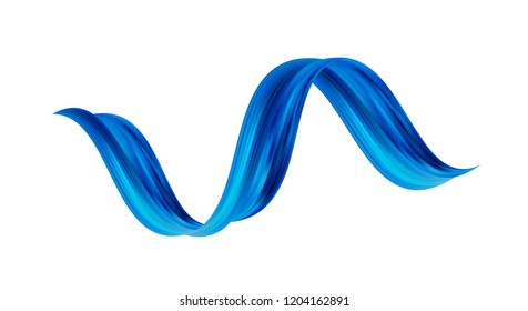 Vector illustration: 3d twisted blue flow liquid shape. Acrylic paint sroke. Modern design