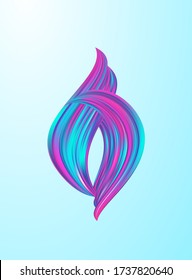 Vector illustration: 3d twisted color liquid flow shape. Abstract  Paint stroke design.