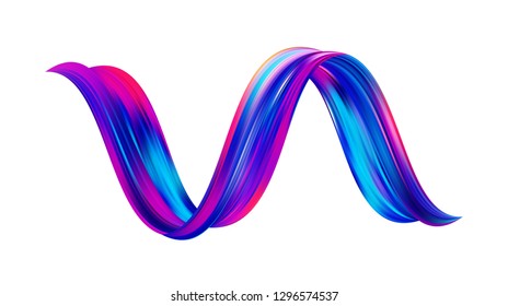 Vector illustration: 3d Twisted colorful flow liquid shape. Acrylic paint sroke. Modern design.