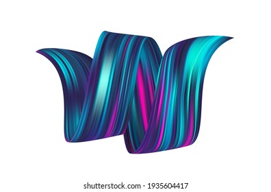 Vektorgrafik: 3d verdrehte farbige Fließflüssigkeit-Form. Acrylfarbenrauche. 