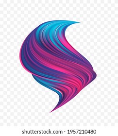 Vector illustration: 3d twisted colorful flow liquid shape on white background. Acrylic paint sroke. 