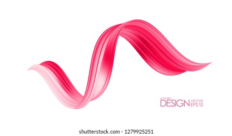 Vector illustration: 3d twisted red flow liquid shape. Acrylic paint sroke. Modern design