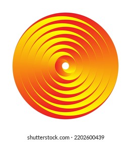 Vector illustration of 3d wavy linear spiral on a white background. Orange and yellow spiral circle.