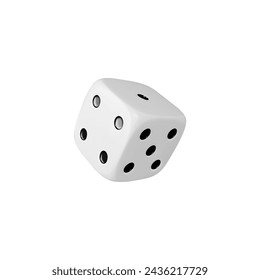 Ilustración vectorial de un dado blanco 3D equilibrado en un borde, con los números cuatro, cinco y uno en los lados. Ideal para diseños de casino, póquer y juegos de mesa.