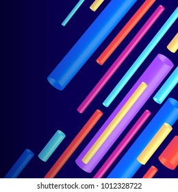 Vector illustration of 3d white pipes on dark background. Abstract design.