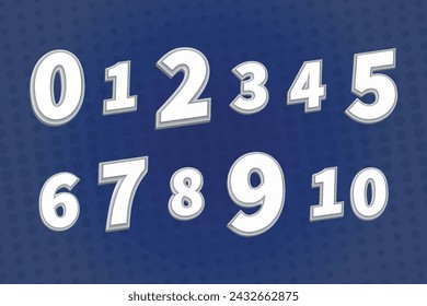 Vector illustration of 3D white realistic numbers on a dark blue background