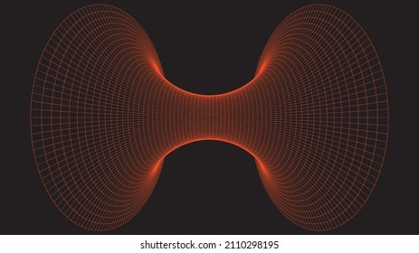 Vector Illustration Of A 3D Wireframe Tunnel. Mesh Wormhole Model Representing Fabric Of Space And Time.