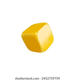 Vector illustration of a 3D yellow cube with empty sides. Ideal for gambling or business projects shown from different angles on an isolated background.