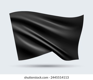 Vector illustration of 3D-looking black color flag template isolated on light background. Created using gradient meshes, EPS 10 vector