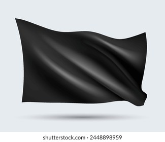 Vector illustration of 3D-looking black color flag template isolated on light background. Created using gradient meshes, EPS 10 vector