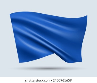 Vector illustration of 3D-looking blue color flag template isolated on light background. Created using gradient meshes, EPS 10 vector