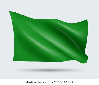 Vector illustration of 3D-looking green color flag template isolated on light background. Created using gradient meshes, EPS 10 vector