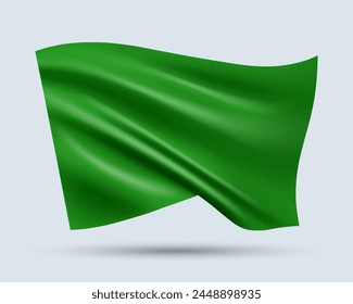Ilustración vectorial de la Plantilla de la bandera de color verde de aspecto 3D aislada en el fondo claro. Creado con mallas degradadas, Vector EPS 10