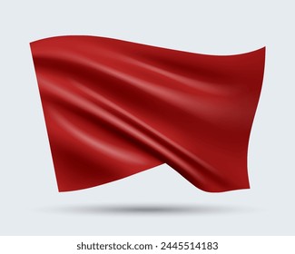 Vector illustration of 3D-looking red color flag template isolated on light background. Created using gradient meshes, EPS 10 vector