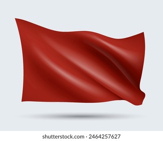 Vector illustration of 3D-looking red color flag template isolated on light background. Created using gradient meshes, EPS 10 vector