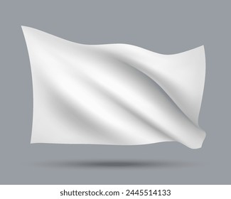 Vector illustration of 3D-looking white color flag template isolated on light background. Created using gradient meshes, EPS 10 vector