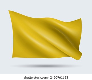 Ilustración vectorial de la Plantilla de bandera de color amarillo de aspecto 3D aislada en fondo claro. Creado con mallas degradadas, Vector EPS 10