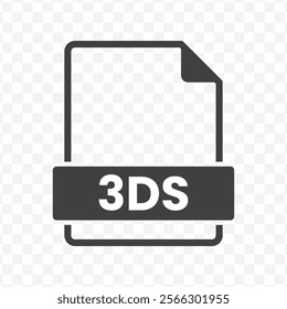 Vector illustration of 3DS file in dark color and transparent background(PNG).