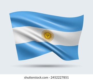 Vector illustration of 3D-style flag of Argentina isolated on light background. Created using gradient meshes, EPS 10 vector design element from world collection