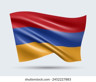 Vector illustration of 3D-style flag of Armenia isolated on light background. Created using gradient meshes, EPS 10 vector design element from world collection