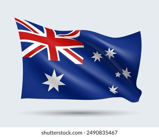 Vector illustration of 3D-style flag of Australia isolated on light background. Created using gradient meshes, EPS 10 vector design element from world collection