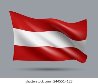 Vector illustration of 3D-style flag of Austria isolated on light background. Created using gradient meshes, EPS 10 vector design element from world collection