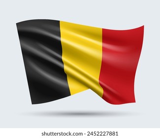 Vector illustration of 3D-style flag of Belgium isolated on light background. Created using gradient meshes, EPS 10 vector design element from world collection