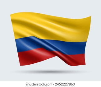 Vector illustration of 3D-style flag of Colombia isolated on light background. Created using gradient meshes, EPS 10 vector design element from world collection