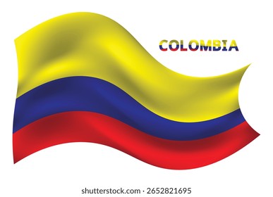 Vector illustration of 3D-style flag of Colombia isolated on light background. Created using gradient meshes, EPS 10 vector design element from world collection