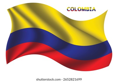 Vector illustration of 3D-style flag of Colombia isolated on light background. Created using gradient meshes, EPS 10 vector design element from world collection