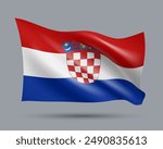 Vector illustration of 3D-style flag of Croatia isolated on light background. Created using gradient meshes, EPS 10 vector design element from world collection