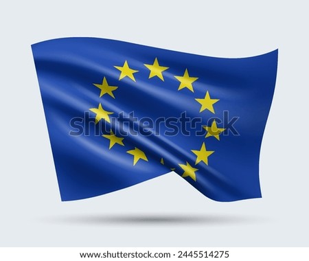Vector illustration of 3D-style flag of European Union isolated on light background. Created using gradient meshes, EPS 10 vector design element from world collection