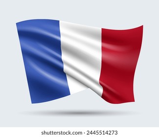 Vector illustration of 3D-style flag of France isolated on light background. Created using gradient meshes, EPS 10 vector design element from world collection