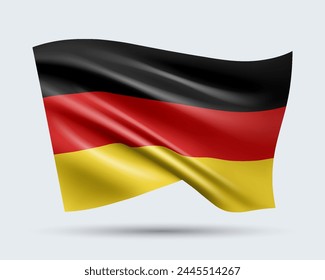 Vector illustration of 3D-style flag of Germany isolated on light background. Created using gradient meshes, EPS 10 vector design element from world collection