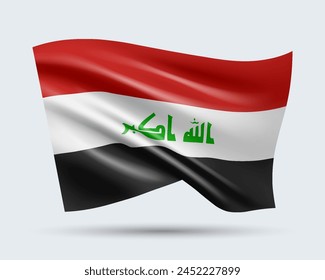 Vector illustration of 3D-style flag of Iraq isolated on light background. Created using gradient meshes, EPS 10 vector design element from world collection