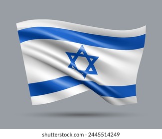 Vector illustration of 3D-style flag of Israel isolated on light background. Created using gradient meshes, EPS 10 vector design element from world collection