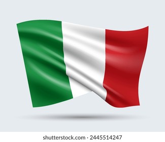 Vector illustration of 3D-style flag of Italy isolated on light background. Created using gradient meshes, EPS 10 vector design element from world collection