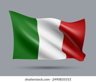 Vector illustration of 3D-style flag of Italy isolated on light background. Created using gradient meshes, EPS 10 vector design element from world collection