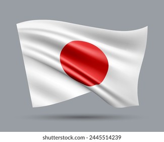 Vector illustration of 3D-style flag of Japan isolated on light background. Created using gradient meshes, EPS 10 vector design element from world collection