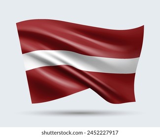 Ilustración vectorial de bandera de estilo 3D de Letonia aislada en fondo claro. Creado con mallas de gradiente, EPS 10 elemento de diseño de Vector de la colección mundial