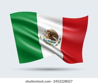 Vector illustration of 3D-style flag of Mexico isolated on light background. Created using gradient meshes, EPS 10 vector design element from world collection